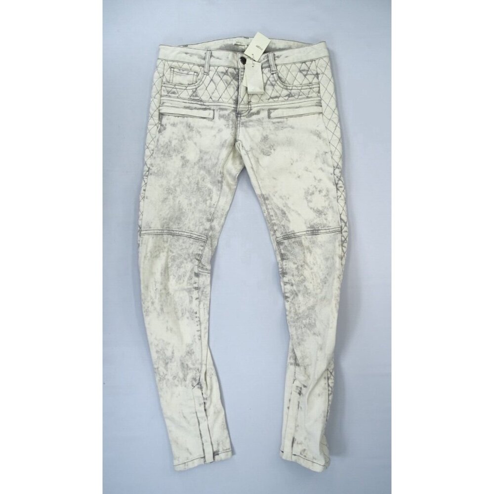 Maje Downtown Denim Skinny Jeans Quilted Pattern‎ Zip Ankle Slim Size 38 (US M)